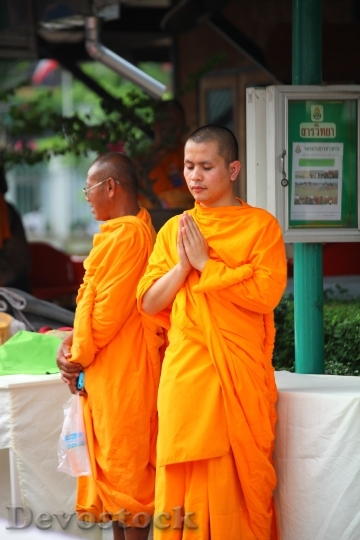Devostock Buddhists Monks Orange Robes 6