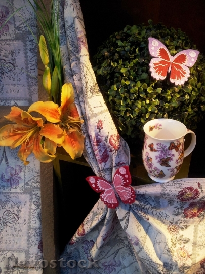 Devostock Butterfly Cup Curtain Breakfast