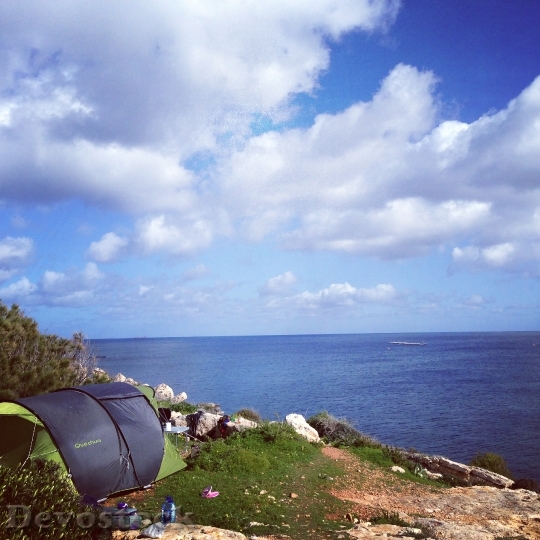 Devostock Camp Tent Sea Sky