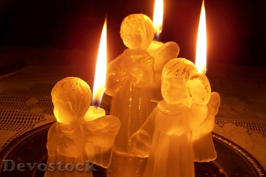 Devostock Candles Angel Candlestick Light