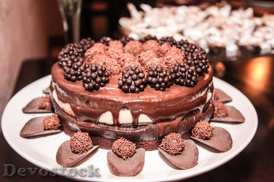 Devostock Chocolate Cake Dessert Plate