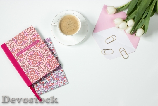 Devostock Coffee Flowers Notebook Work 0