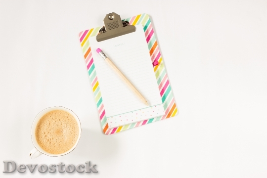Devostock Coffee Notebook Pencil Work