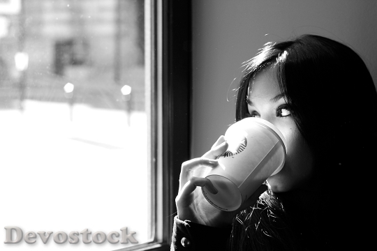 Devostock Coffee Woman Drink Benefit