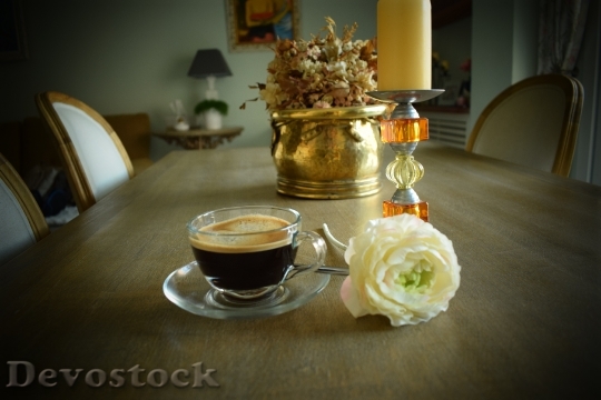 Devostock Composition Flower Coffee Wood