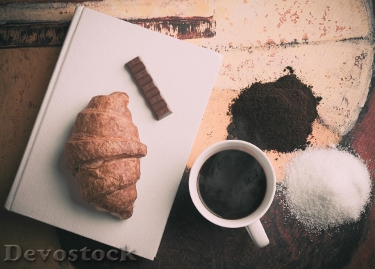 Devostock Croissant Coffee Chocolate Sugar