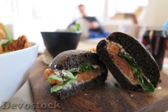Devostock Food Sandwich Salad Shrimps