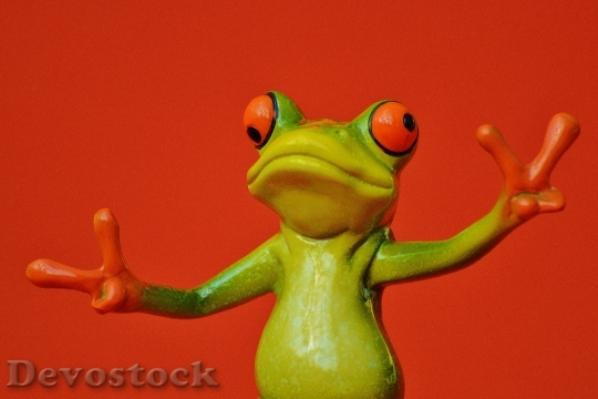 Devostock Frog Gesture Peace Funny 0