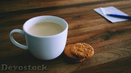 Devostock Frothy Latte With Cookies