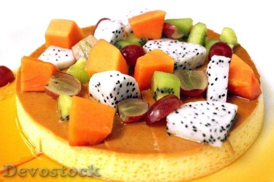 Devostock Fruit Cake Custard Dessert