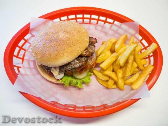 Devostock Hamburger Burger French Junk