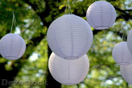 Devostock Lanterns Paper Balls White