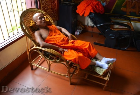 Devostock Monk Sleeping Temple Tropical