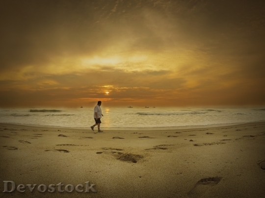 Devostock Morning Beach Sunrise Walk