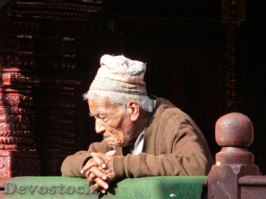 Devostock Old Man Nepal Kathmandu