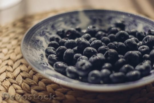 Devostock Plate Blueberries Food Dessert
