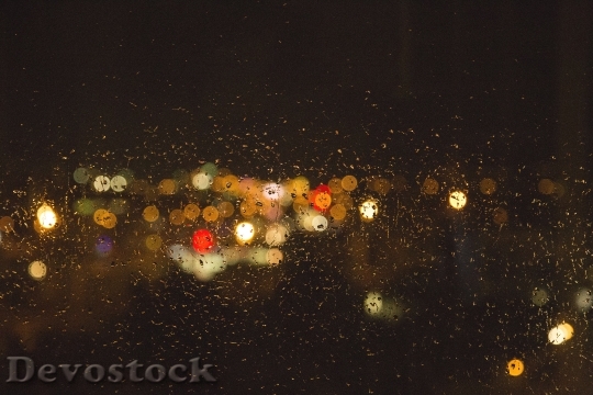 Devostock Rain Window Blur Night