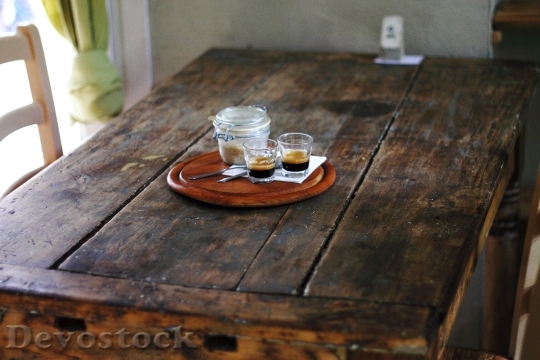 Devostock Rustic Table Wooden Coffee