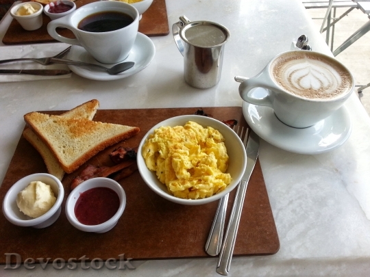 Devostock Scrambled Eggs Breakfast Coffee