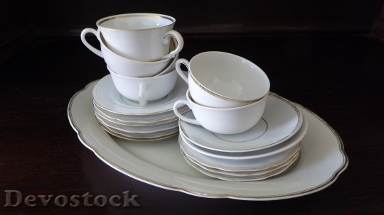 Devostock Tableware Porcelain Gold Edge 0