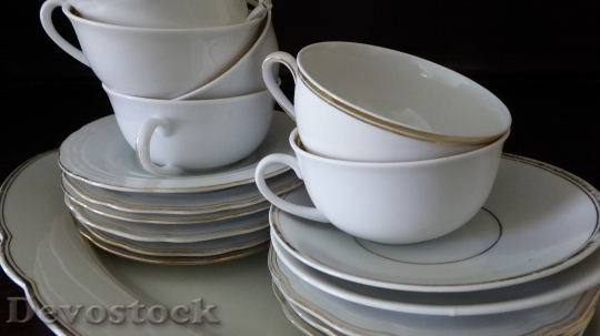 Devostock Tableware Porcelain Gold Edge 1