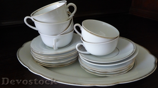 Devostock Tableware Porcelain Gold Edge
