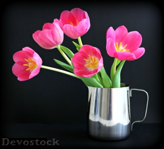 Devostock Tulips Flower Jug Silver