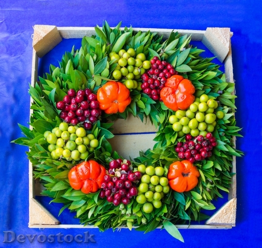 Devostock Vegetable Wreath Food Green