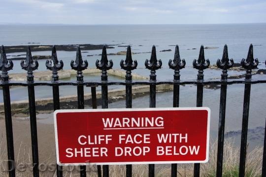 Devostock Warning Danger Cliff Sign